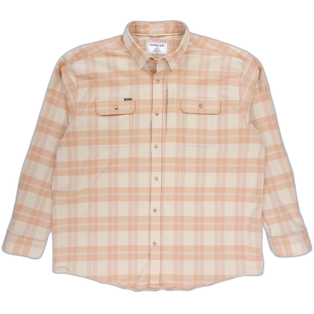 Poncho Men’s Peach Plaid Button-Down Shirt